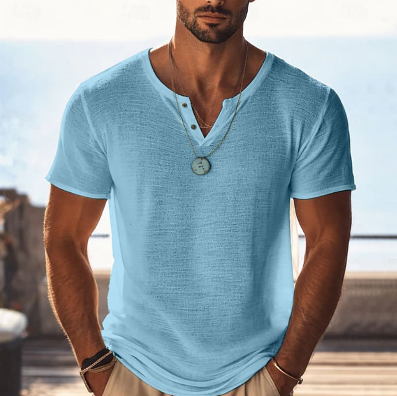 Bernard Textured Henley Short Sleeve T-Shirt