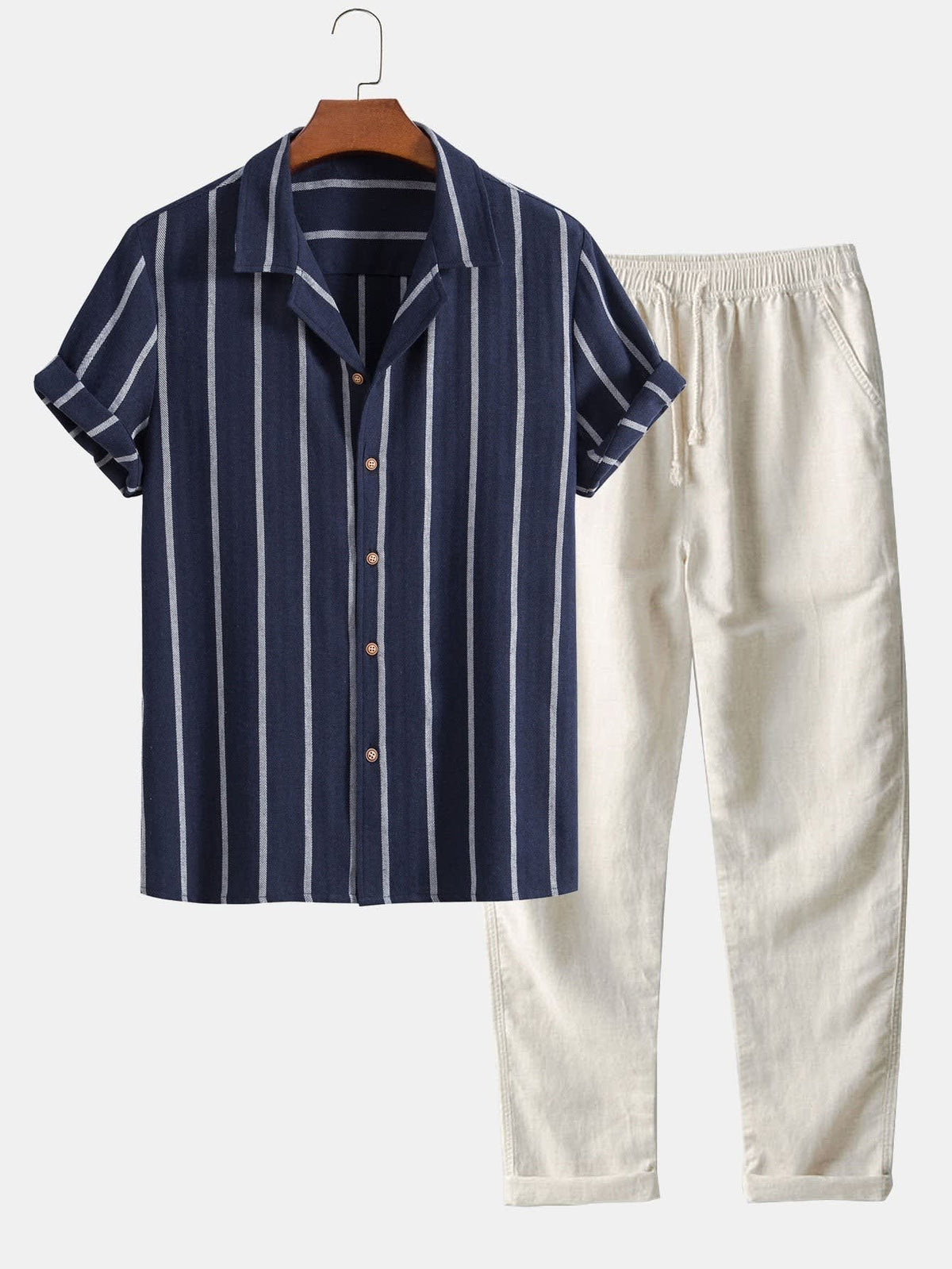 Gregor Striped Camp Collar Two Piece Set_15