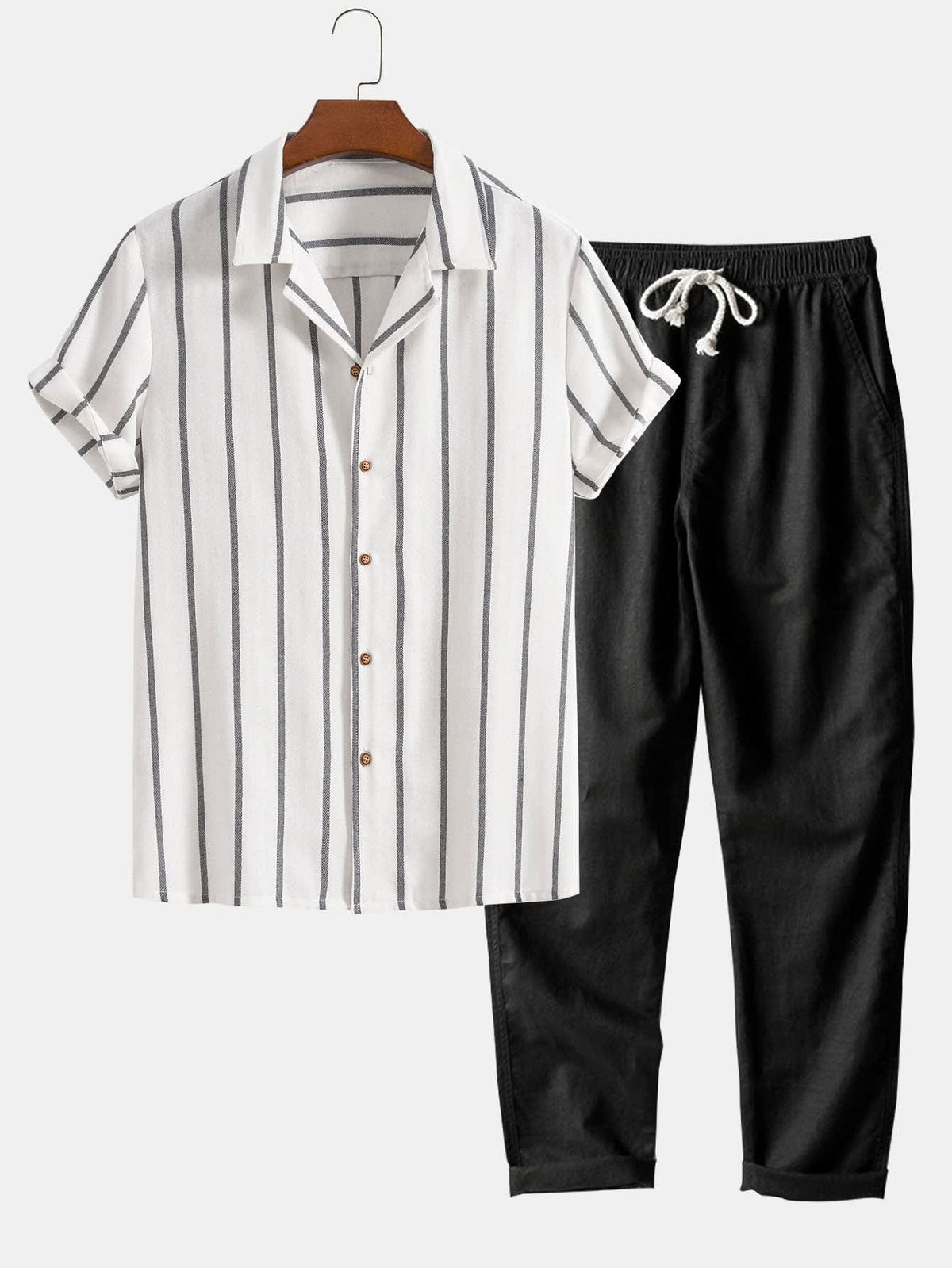 Gregor Striped Camp Collar Two Piece Set
