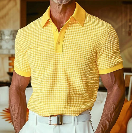 Aaron Waffle Texture Short Sleeve Polo_1