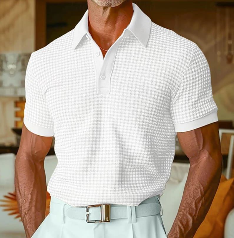 Aaron Waffle Texture Short Sleeve Polo