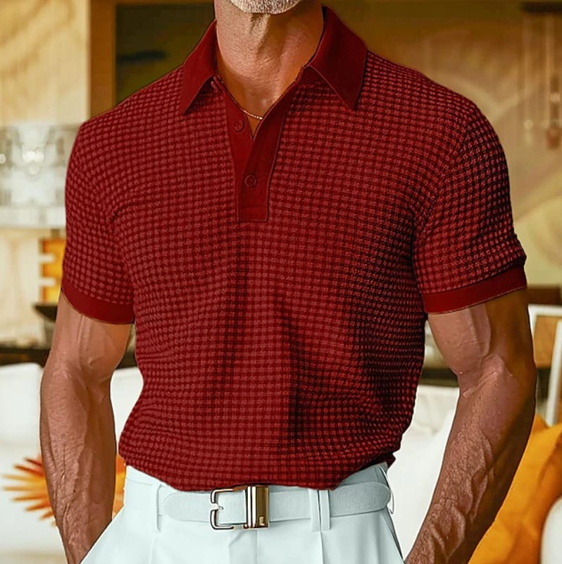 Aaron Waffle Texture Short Sleeve Polo