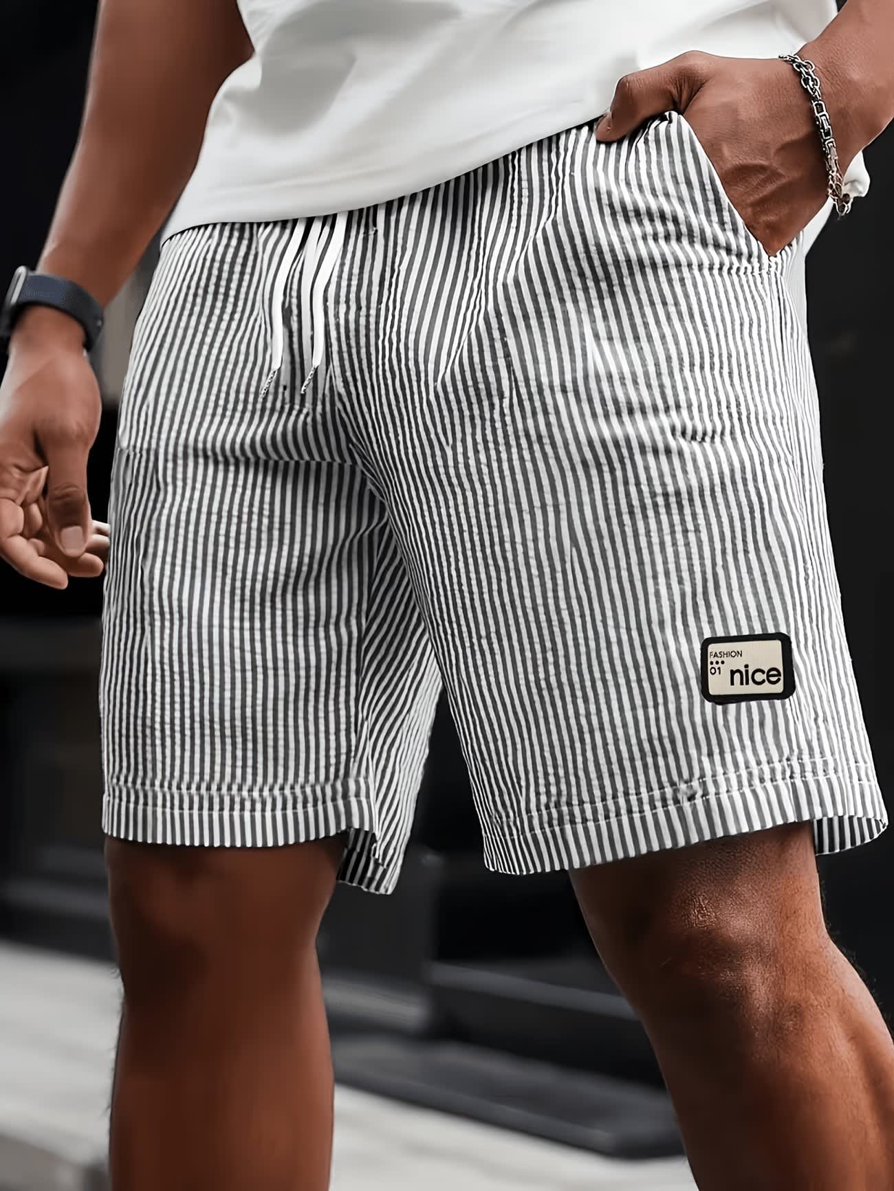 Justin Striped Seersucker Drawstring Shorts_2