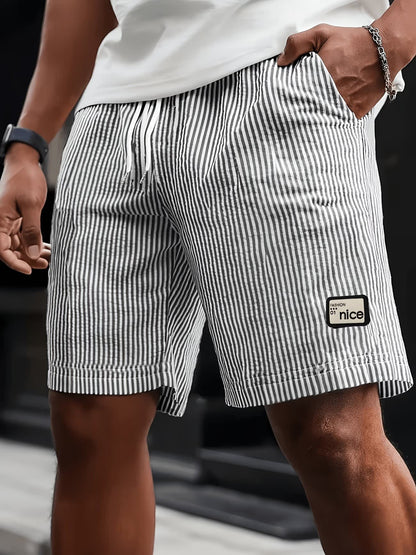 Justin Striped Seersucker Drawstring Shorts_2