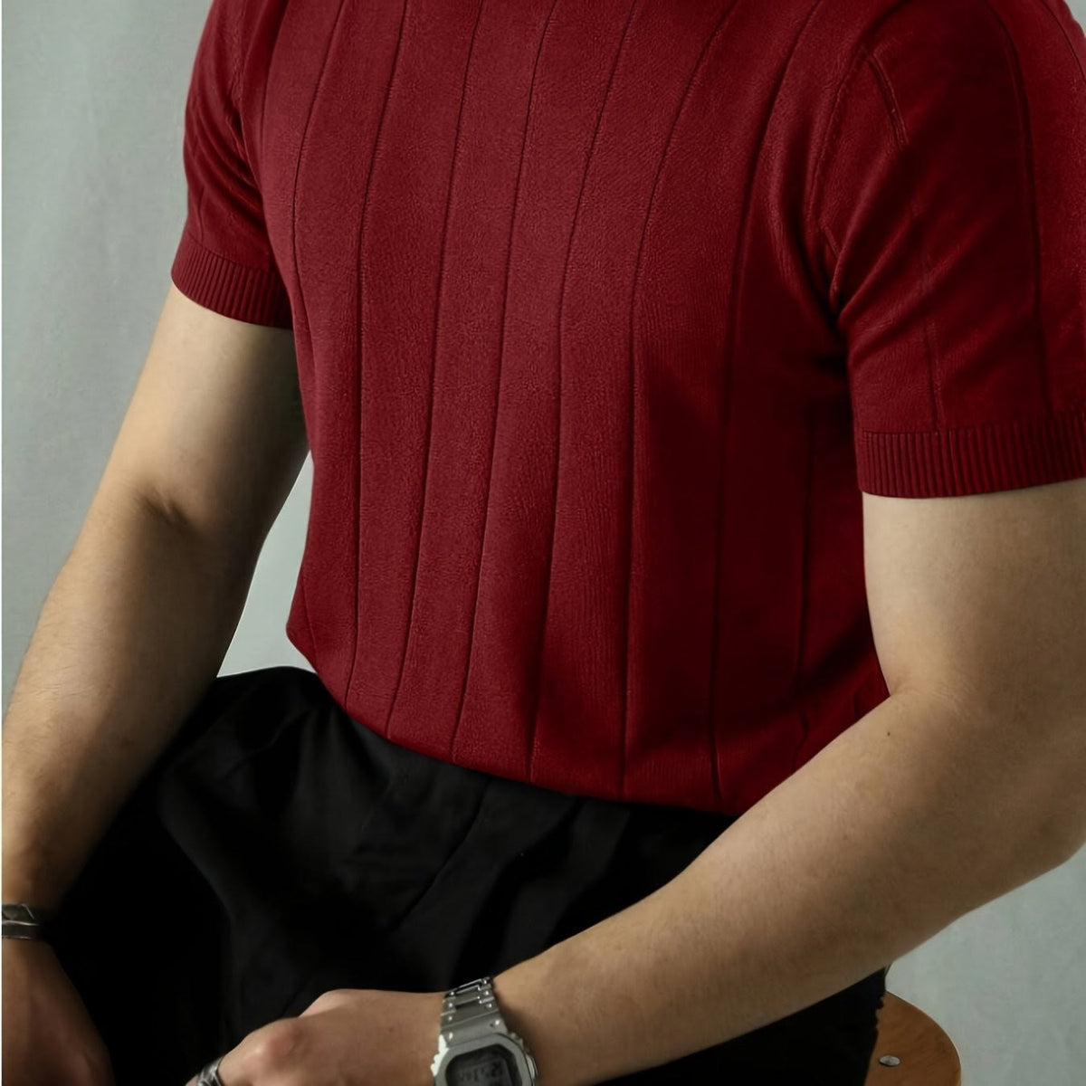 Monty Ribbed Knit Short Sleeve Top