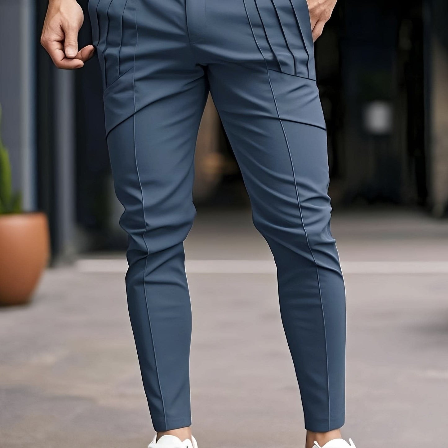 Obadiah Pleated Slim Fit Trousers_15