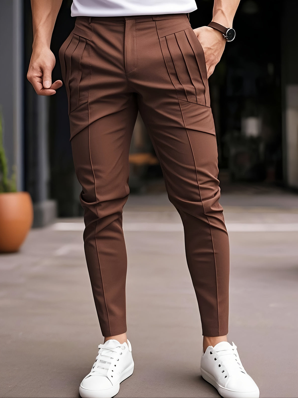 Obadiah Pleated Slim Fit Trousers