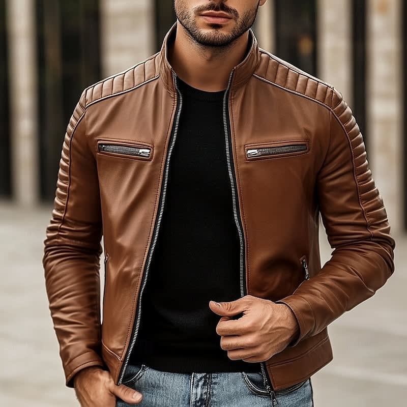 Ferris Faux Leather Biker Jacket