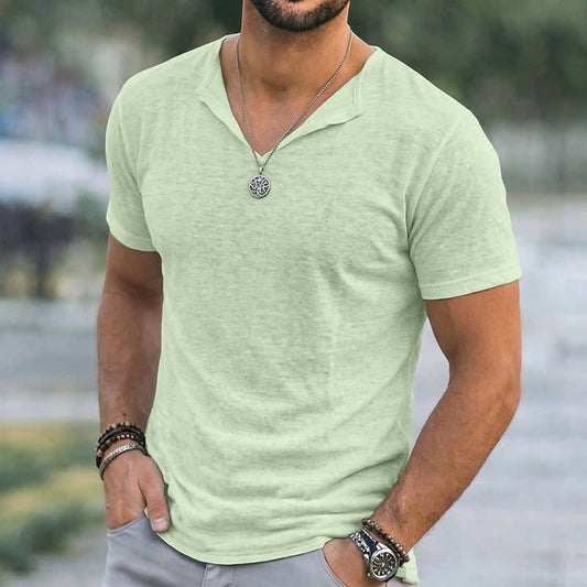 Langdon Textured V Neck Short Sleeve T-Shirt_1