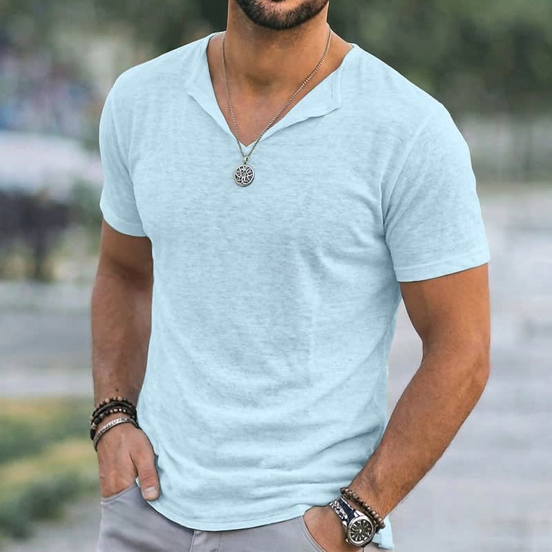 Langdon Textured V Neck Short Sleeve T-Shirt