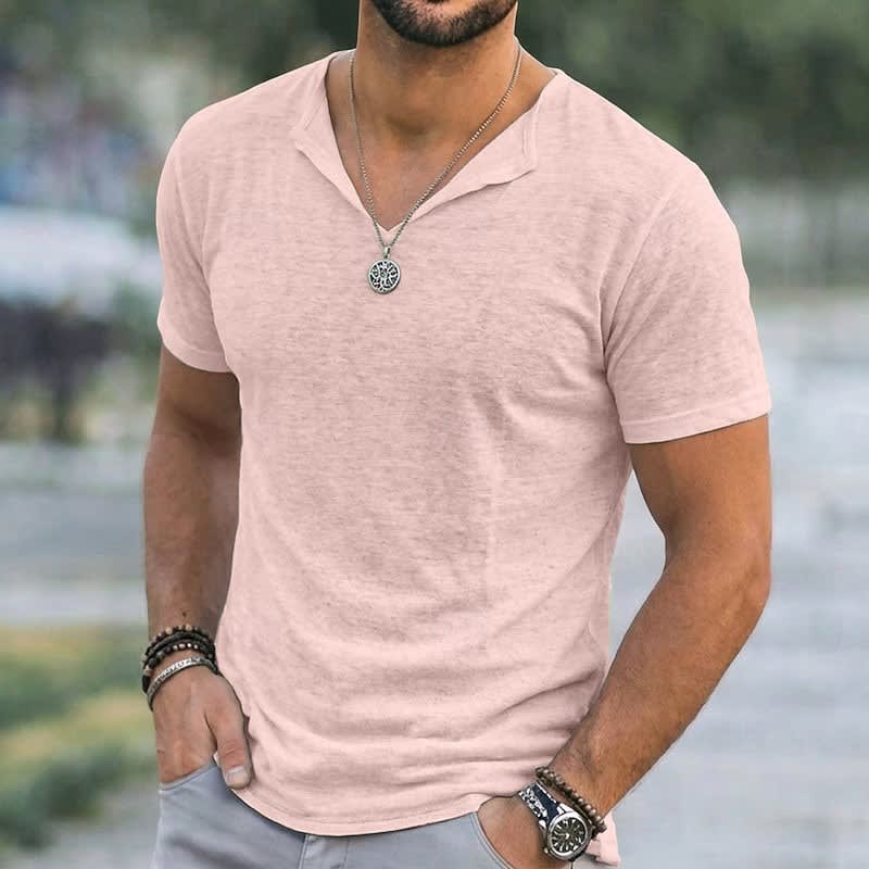 Langdon Textured V Neck Short Sleeve T-Shirt