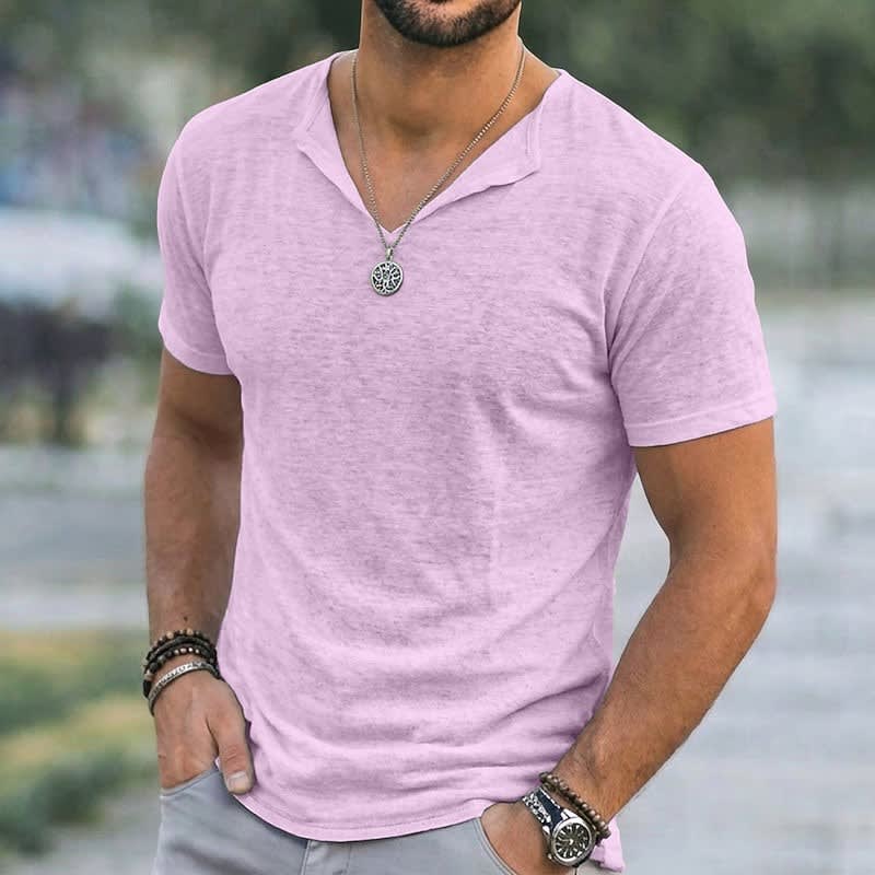 Langdon Textured V Neck Short Sleeve T-Shirt
