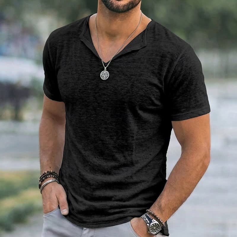 Langdon Textured V Neck Short Sleeve T-Shirt