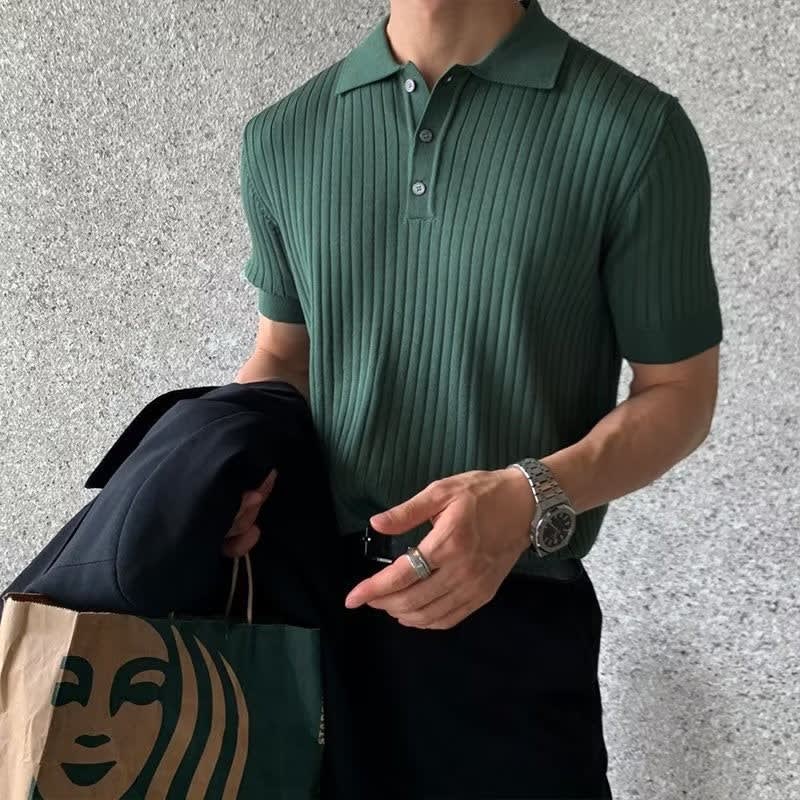 Desmond Ribbed Knit Polo Shirt_1