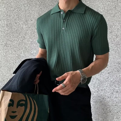 Desmond Ribbed Knit Polo Shirt_1