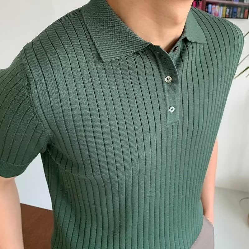 Desmond Ribbed Knit Polo Shirt_3
