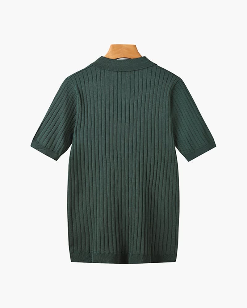 Desmond Ribbed Knit Polo Shirt_4