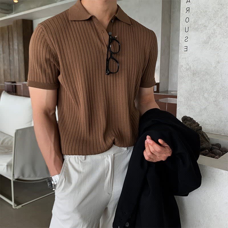 Desmond Ribbed Knit Polo Shirt_9