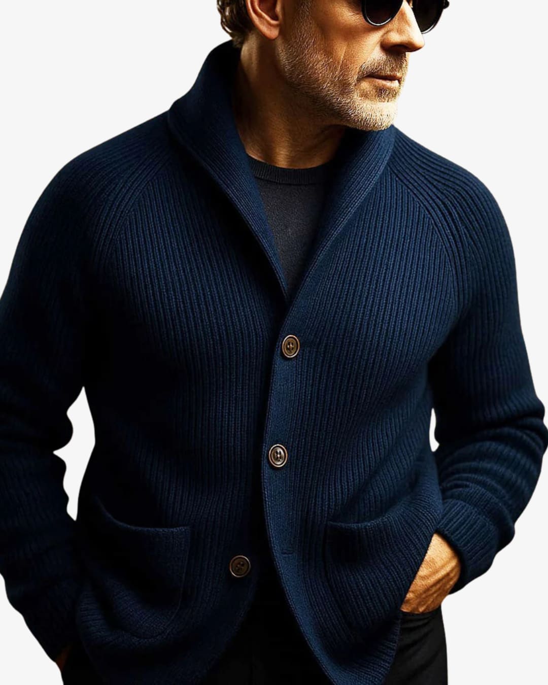 Conrad Ribbed Knit Button Front Cardigan