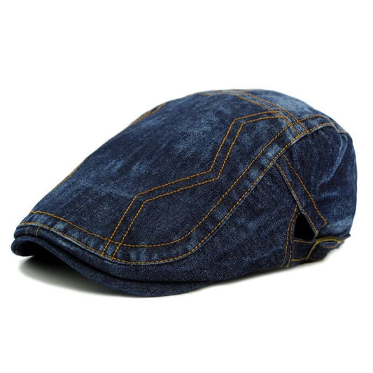 Ripley Denim Contrast Stitch Flat Cap_1