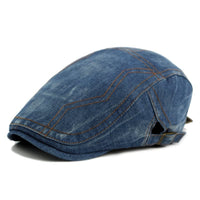 Ripley Denim Contrast Stitch Flat Cap