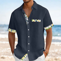 Monroe Plaid Trim Short Sleeve Shirt
