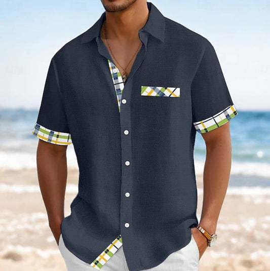 Monroe Plaid Trim Short Sleeve Shirt_1