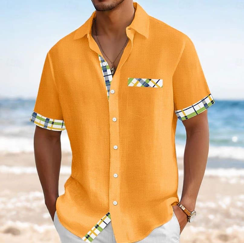 Monroe Plaid Trim Short Sleeve Shirt