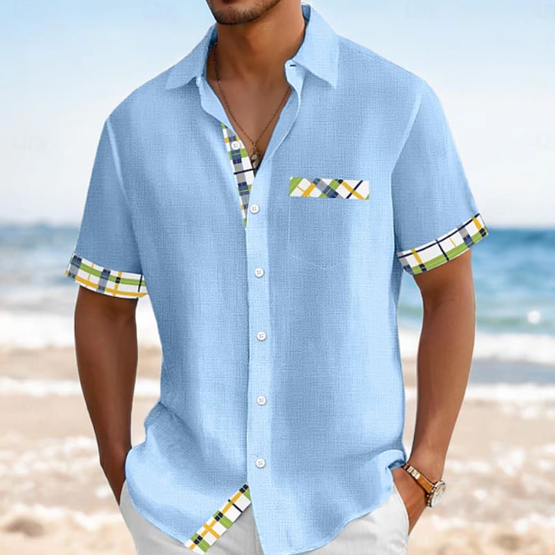 Monroe Plaid Trim Short Sleeve Shirt