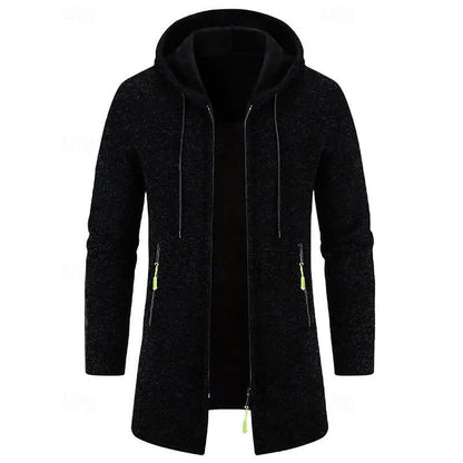 Galloway Flecked Knit Longline Hooded Coat_14