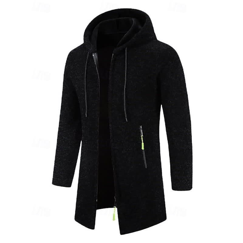 Galloway Flecked Knit Longline Hooded Coat