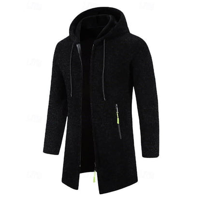 Galloway Flecked Knit Longline Hooded Coat_16