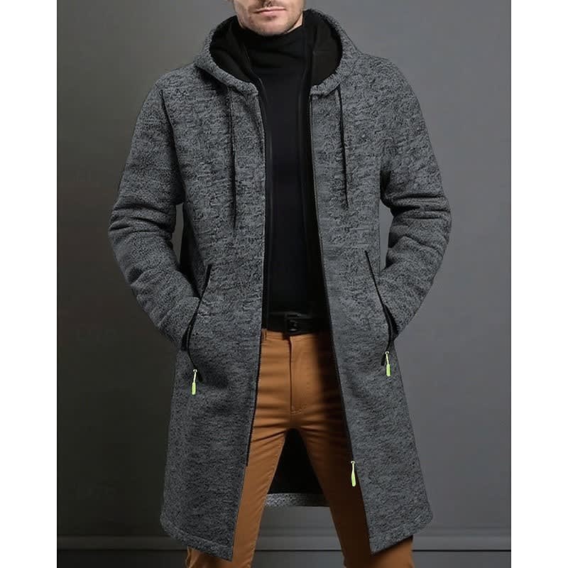 Galloway Flecked Knit Longline Hooded Coat