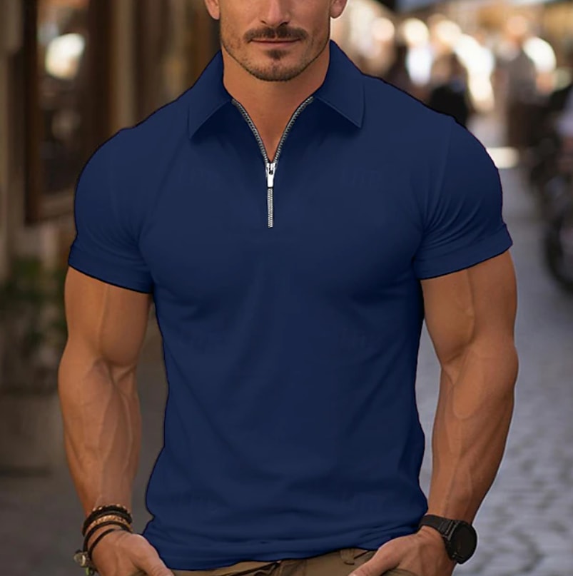 Ivan Zip Neck Short Sleeve Polo