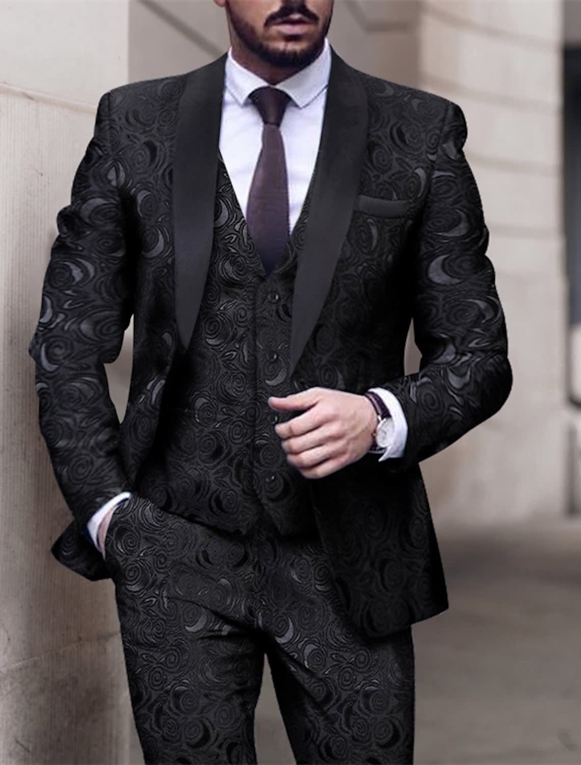 Alaric Jacquard Shawl Lapel Three Piece Suit_1