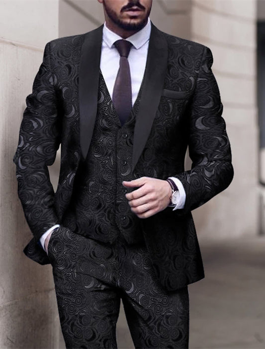Alaric Jacquard Shawl Lapel Three Piece Suit_1