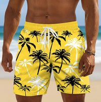 Jeremy Palm Print Drawstring Beach Shorts