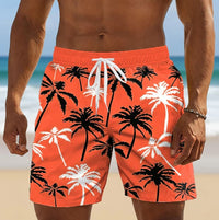 Jeremy Palm Print Drawstring Beach Shorts