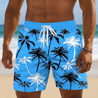 Jeremy Palm Print Drawstring Beach Shorts