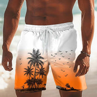Jeremy Palm Print Drawstring Beach Shorts