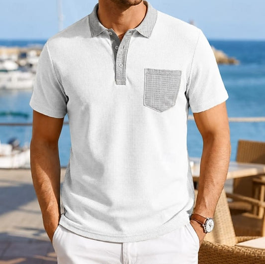 Richard Waffle Texture Contrast Collar Polo_1