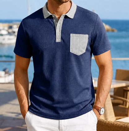 Richard Waffle Texture Contrast Collar Polo_5