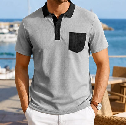 Richard Waffle Texture Contrast Collar Polo_6