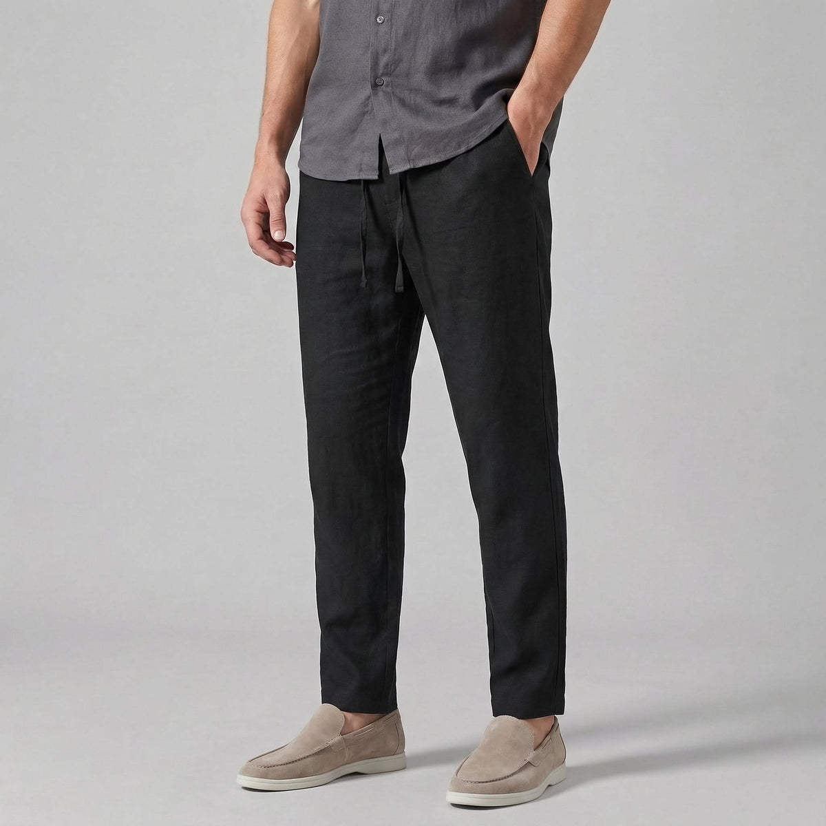 Myles Linen Blend Drawstring Trousers