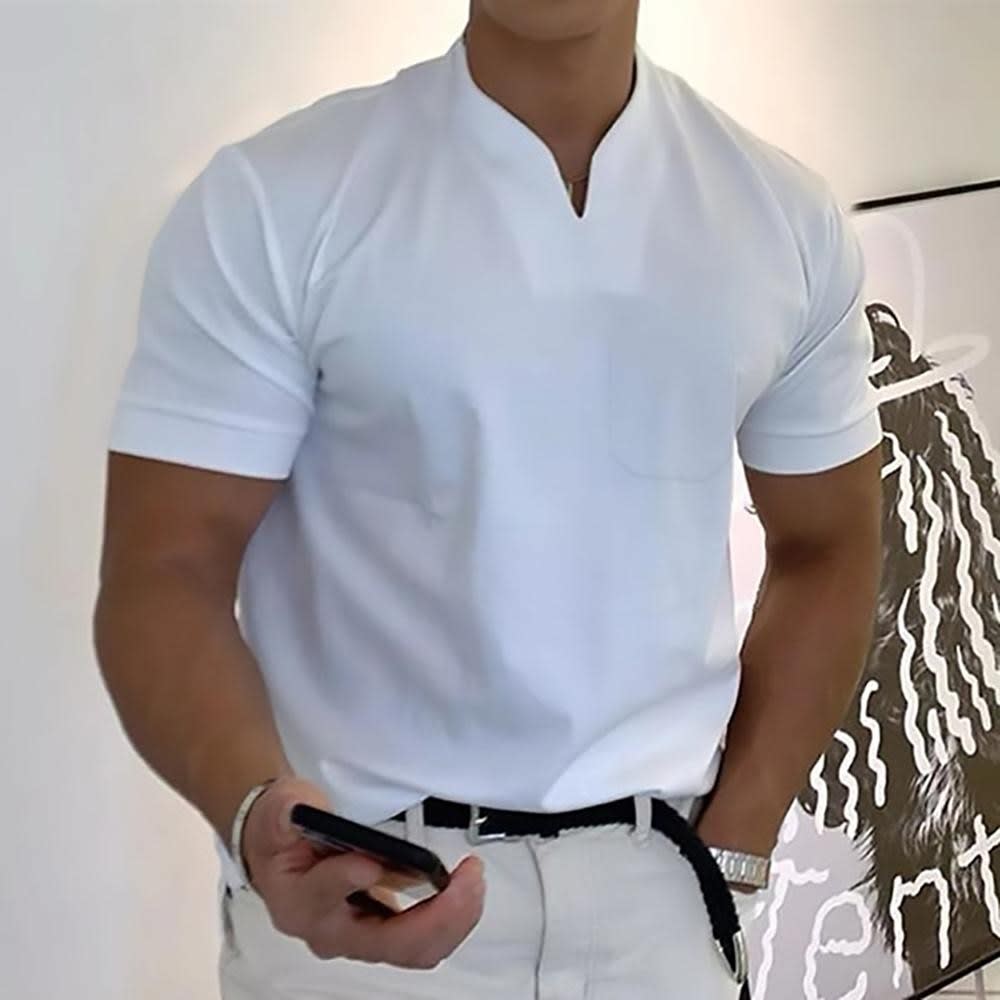 Grant Split Neck Stand Collar Polo