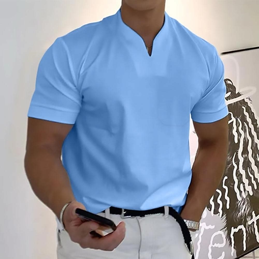 Grant Split Neck Stand Collar Polo