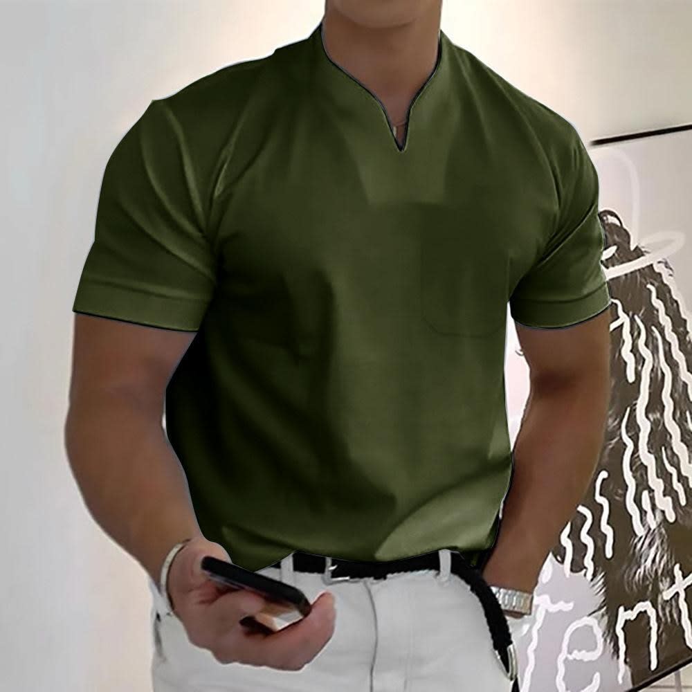 Grant Split Neck Stand Collar Polo