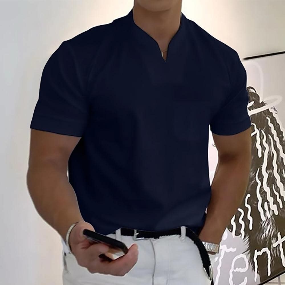 Grant Split Neck Stand Collar Polo