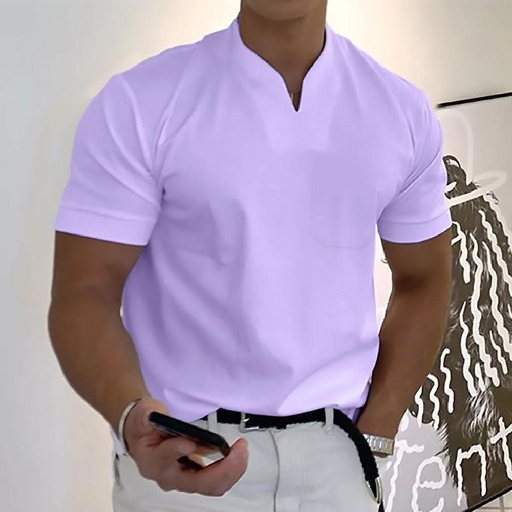 Grant Split Neck Stand Collar Polo