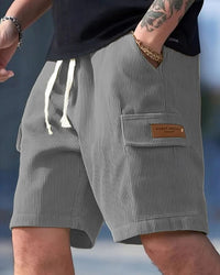 Ari Ribbed Texture Drawstring Shorts